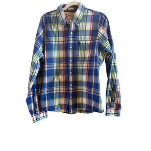 Abercrombie & Fitch Muscle Blue Plaid Men's Extra Large Long Sleeve Cotton Shirt